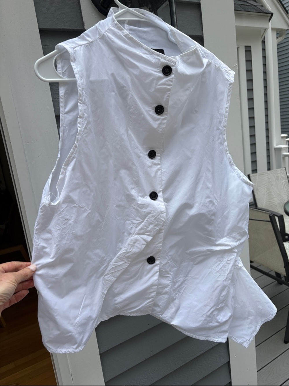 Women's White Sleeveless Button Shirt Vest